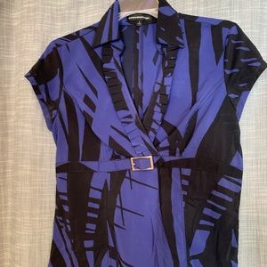 Express blue and black blouse